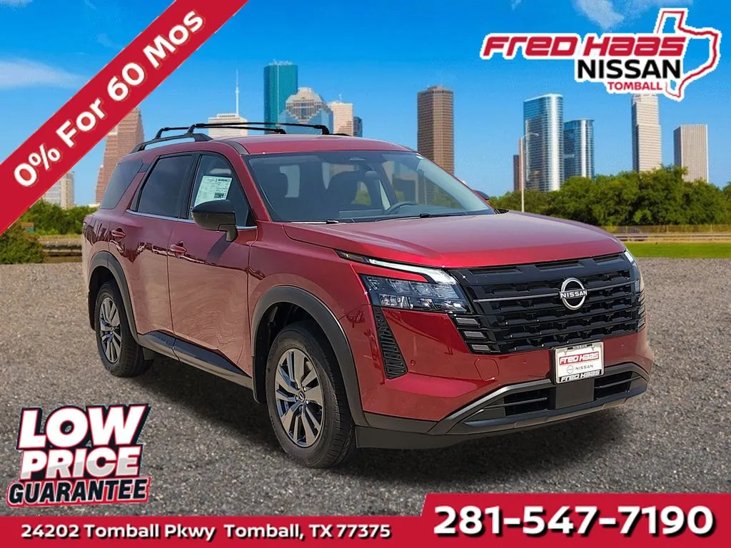 Red 2026 Nissan Pathfinder SV for sale in Tomball, TX