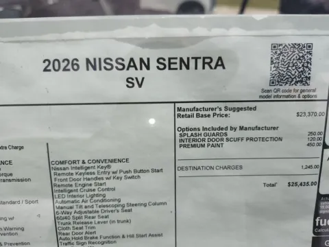 Photos of 2026 Nissan Sentra SV for sale in Tomball, TX at Fred Haas Nissan