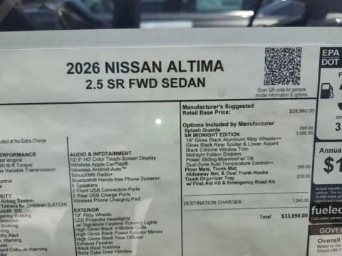 Photos of 2026 Nissan Altima 2.5 SR for sale in Tomball, TX at Fred Haas Nissan