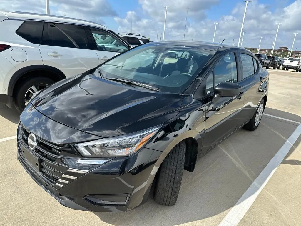 Black 2025 Nissan Versa 1.6 S for sale in Tomball, TX