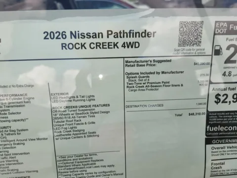Photos of 2026 Nissan Pathfinder Rock Creek 4WD for sale in Tomball, TX at Fred Haas Nissan