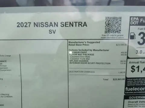 Another view of 2027 Nissan Sentra SV for sale in Tomball, TX at Fred Haas Nissan