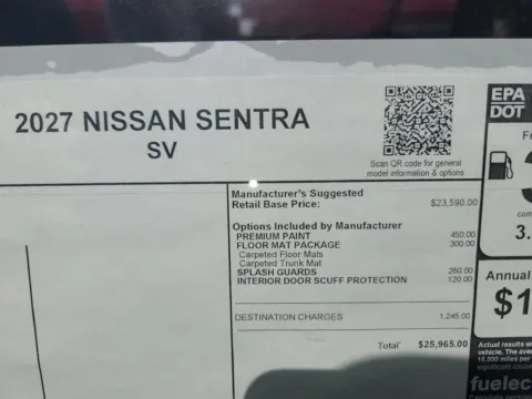 Another view of 2027 Nissan Sentra SV for sale in Tomball, TX at Fred Haas Nissan