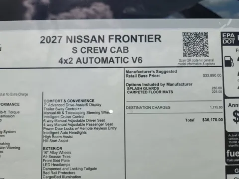 Another view of 2027 Nissan Frontier S for sale in Tomball, TX at Fred Haas Nissan