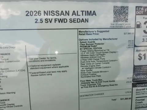 Photos of 2026 Nissan Altima 2.5 SV for sale in Tomball, TX at Fred Haas Nissan