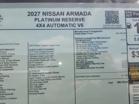Photos of 2027 Nissan Armada Platinum Reserve 4WD for sale in Tomball, TX at Fred Haas Nissan