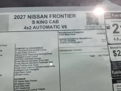 Photos of 2027 Nissan Frontier S King Cab for sale in Tomball, TX at Fred Haas Nissan