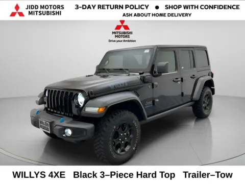 Black 2023 Jeep Wrangler Willys 4xe for sale in Des Plaines, IL