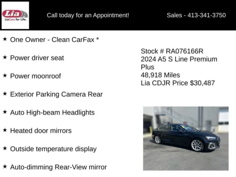 More photos of 2024 Audi A5 Sportback 45 S line Premium Plus at Lia Chrysler Jeep Dodge Ram Northampton, MA