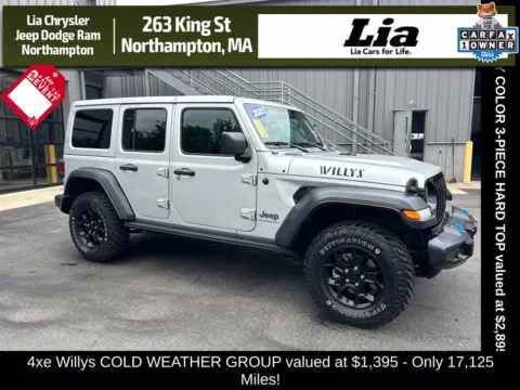 Silver 2023 Jeep Wrangler Willys 4xe for sale in Northampton, MA