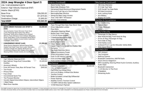 More photos of 2024 Jeep Wrangler Sport S at Lia Chrysler Jeep Dodge Ram Northampton, MA
