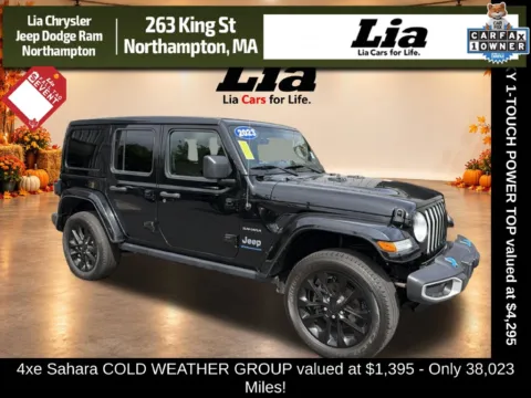 Black 2023 Jeep Wrangler Sahara 4xe for sale in Northampton, MA