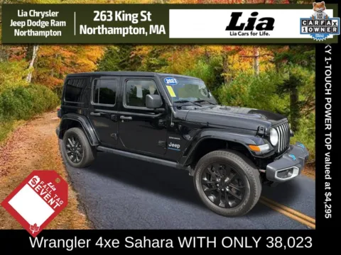 Black 2023 Jeep Wrangler Sahara 4xe for sale in Northampton, MA