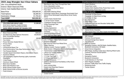 More photos of 2023 Jeep Wrangler Sahara 4xe at Lia Chrysler Jeep Dodge Ram Northampton, MA