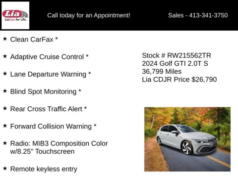 More photos of 2024 Volkswagen Golf GTI 2.0T S at Lia Chrysler Jeep Dodge Ram Northampton, MA