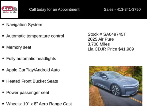 More photos of 2025 Lucid Air Pure at Lia Chrysler Jeep Dodge Ram Northampton, MA