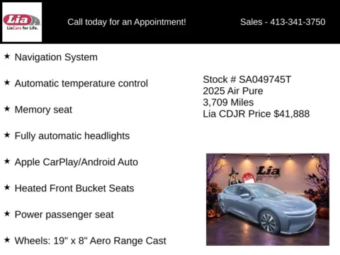 More photos of 2025 Lucid Air Pure at Lia Chrysler Jeep Dodge Ram Northampton, MA