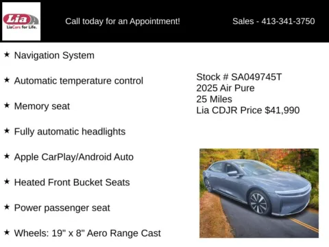 More photos of 2025 Lucid Air Pure at Lia Chrysler Jeep Dodge Ram Northampton, MA