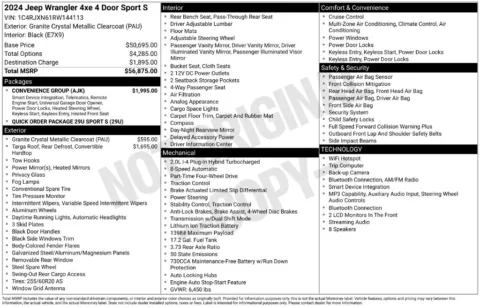 More photos of 2024 Jeep Wrangler Sport S 4xe at Lia Chrysler Jeep Dodge Ram Northampton, MA