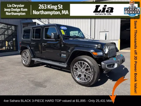 Black 2023 Jeep Wrangler Sahara 4xe for sale in Northampton, MA