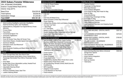 Another view of 2023 Subaru Forester Wilderness for sale in Albany, NY at Lia Honda Albany
