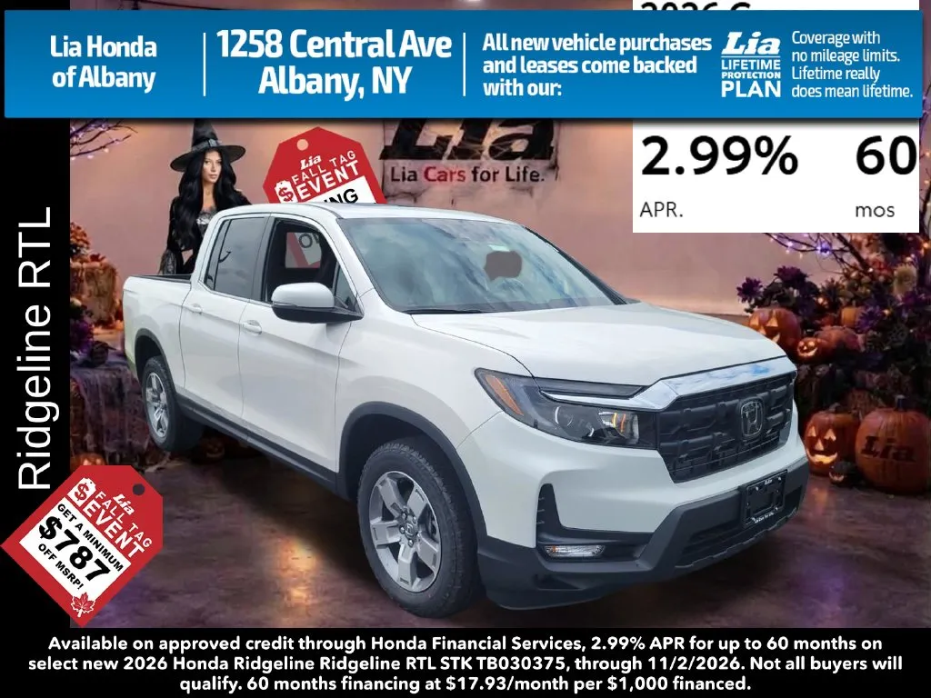 White 2026 Honda Ridgeline RTL for sale in Albany, NY