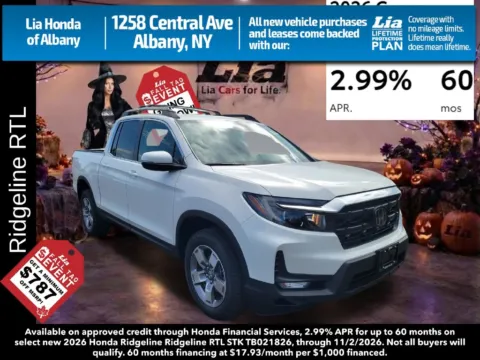 White 2026 Honda Ridgeline RTL for sale in Albany, NY