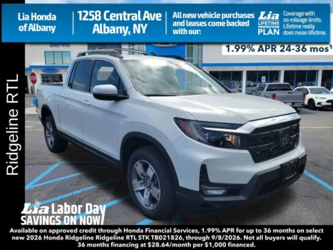 White 2026 Honda Ridgeline RTL for sale in Albany, NY
