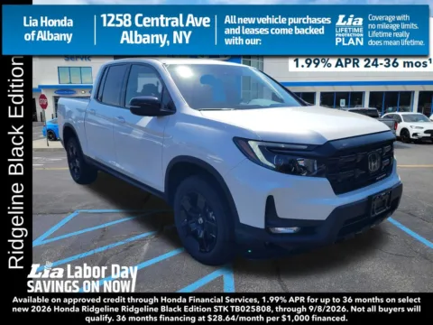 White 2026 Honda Ridgeline Black Edition for sale in Albany, NY