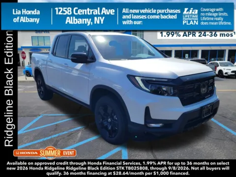 White 2026 Honda Ridgeline Black Edition for sale in Albany, NY