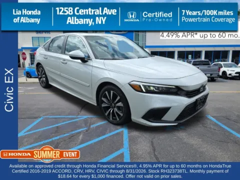 White 2024 Honda Civic EX for sale in Albany, NY