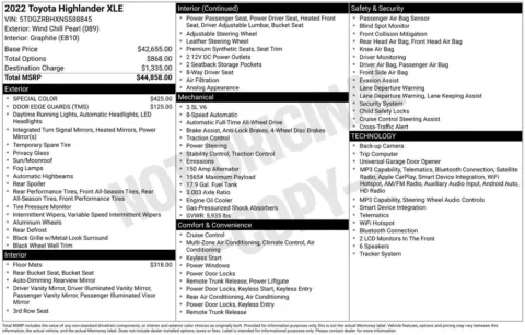 Another view of 2022 Toyota Highlander XLE for sale in Albany, NY at Lia Honda Albany