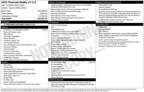 Another view of 2022 Chevrolet Malibu LS for sale in Albany, NY at Lia Honda Albany