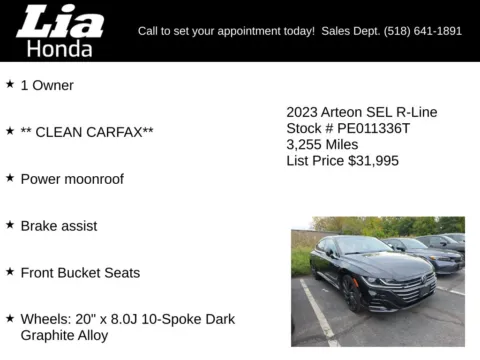 More photos of 2023 Volkswagen Arteon 2.0T SEL R-Line at Lia Honda Albany, NY
