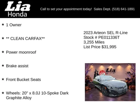 More photos of 2023 Volkswagen Arteon 2.0T SEL R-Line at Lia Honda Albany, NY