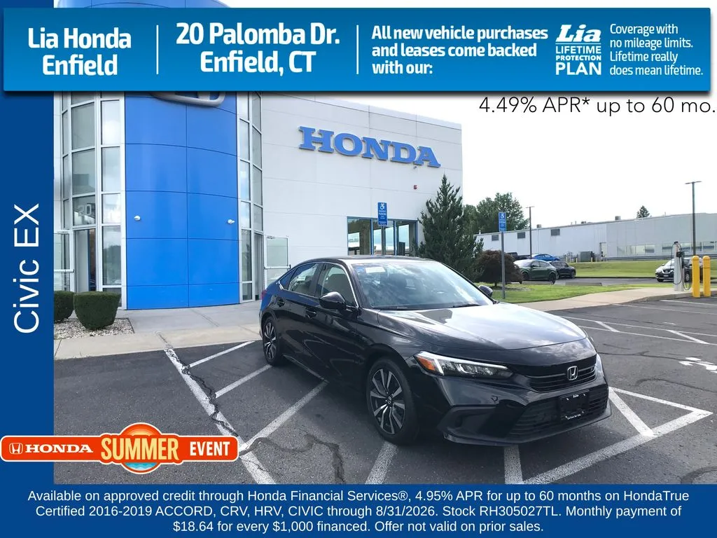 Black 2024 Honda Civic EX for sale in Enfield, CT