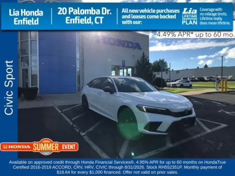 White 2024 Honda Civic Sport for sale in Enfield, CT