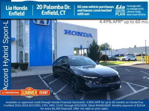 Black 2024 Honda Accord Hybrid Sport-L for sale in Enfield, CT