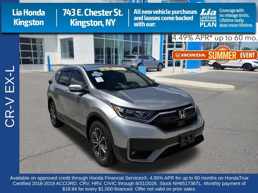 Silver 2022 Honda CR-V EX-L for sale in Kingston, NY