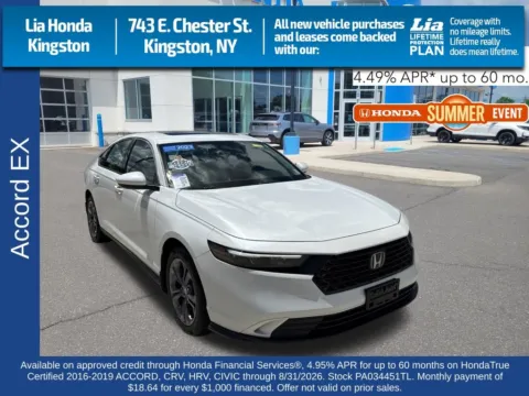 White 2023 Honda Accord EX for sale in Kingston, NY
