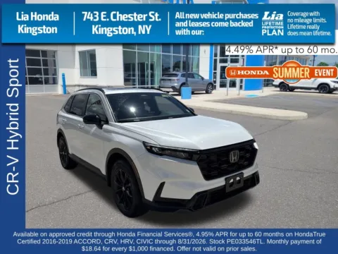 White 2023 Honda CR-V Hybrid Sport for sale in Kingston, NY