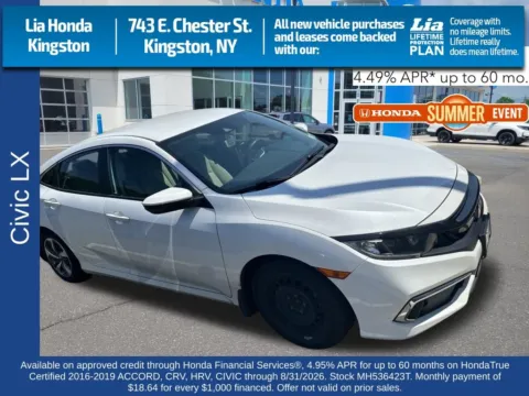 White 2021 Honda Civic LX for sale in Kingston, NY