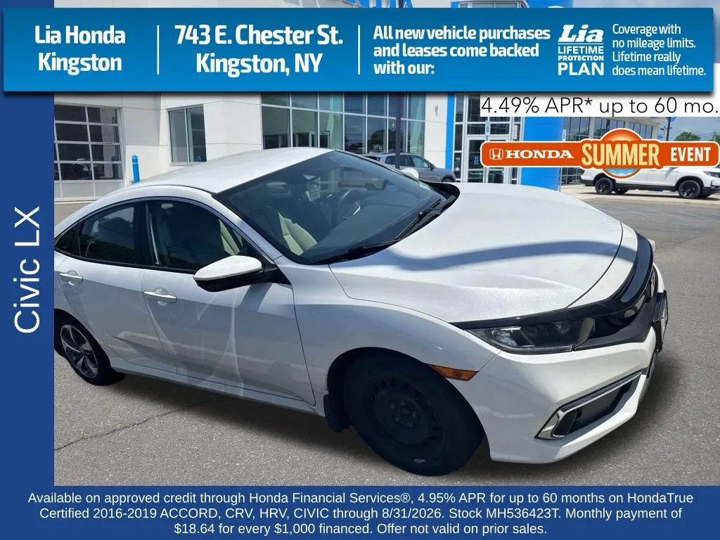 White 2021 Honda Civic LX for sale in Kingston, NY