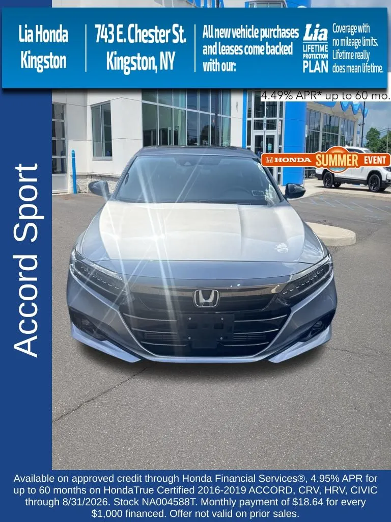 Silver 2022 Honda Accord Sport 2.0T for sale in Kingston, NY