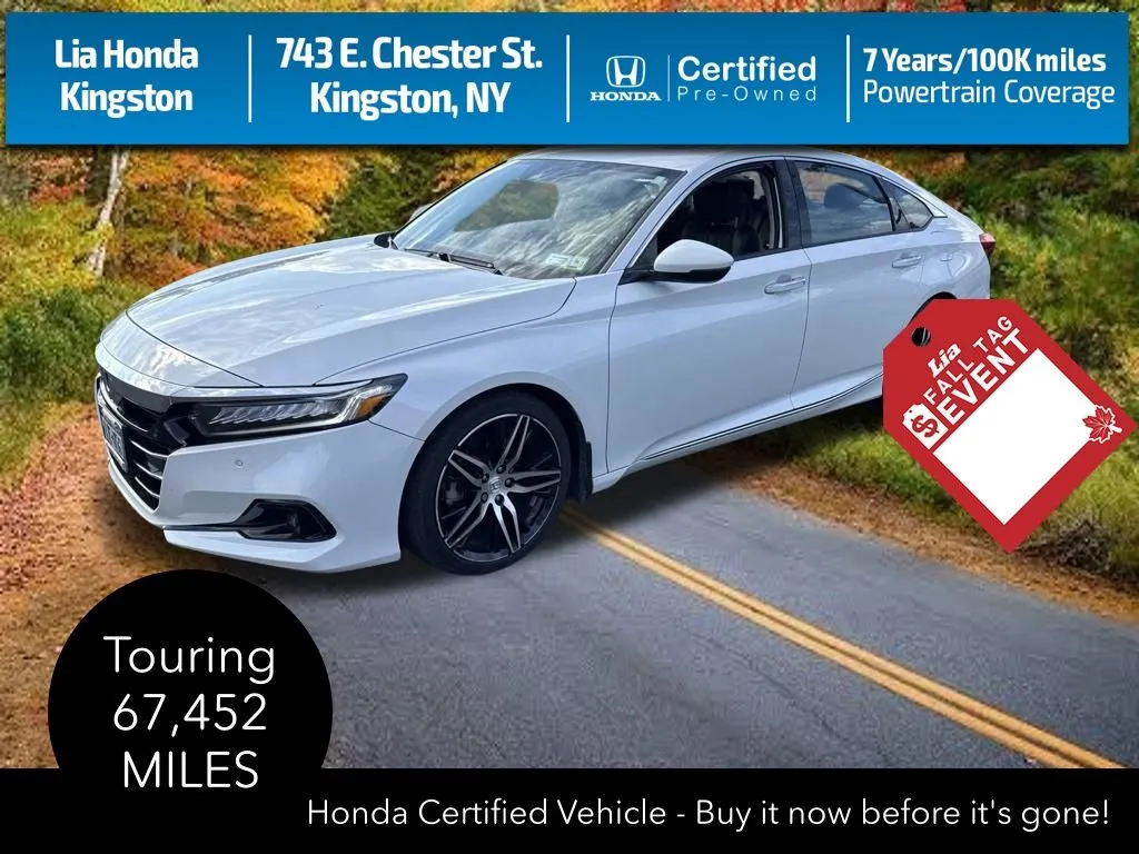 White 2021 Honda Accord Touring 2.0T for sale in Kingston, NY