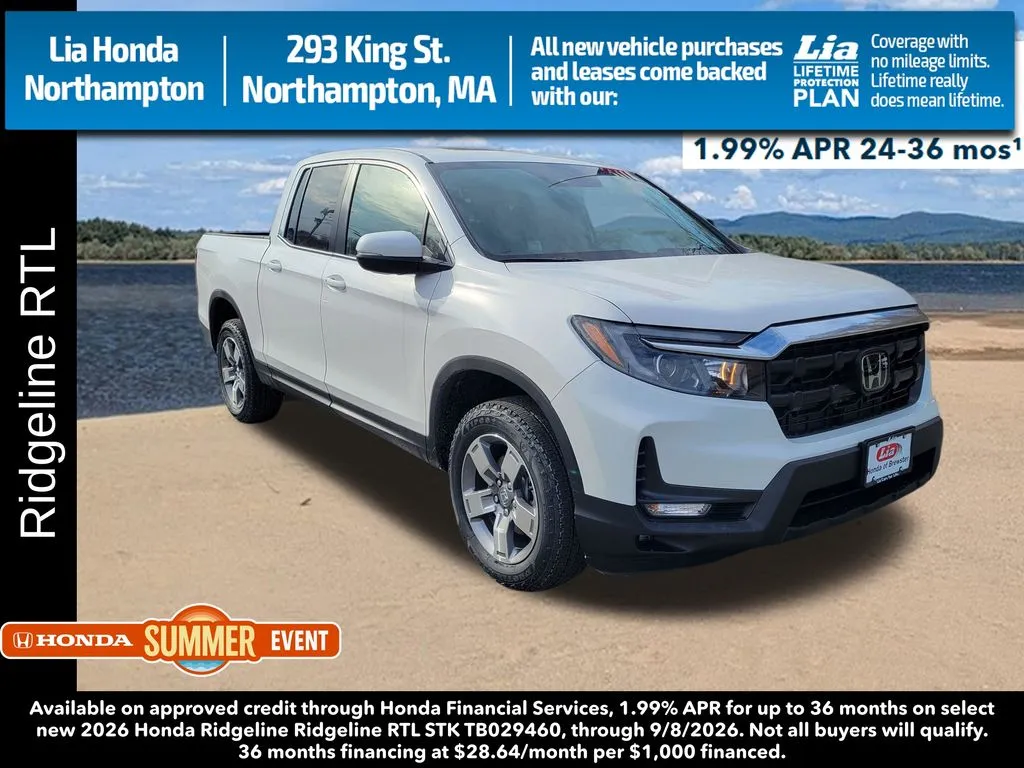 White 2026 Honda Ridgeline RTL for sale in Northampton, MA