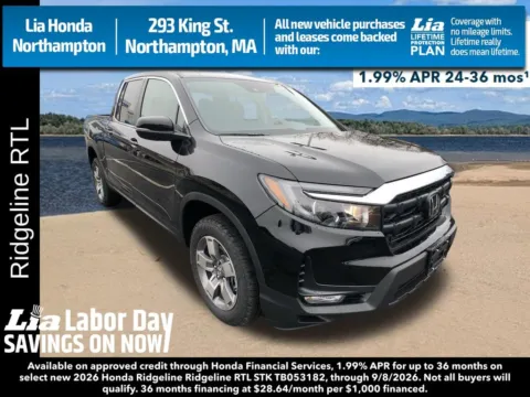 Black 2026 Honda Ridgeline RTL for sale in Northampton, MA