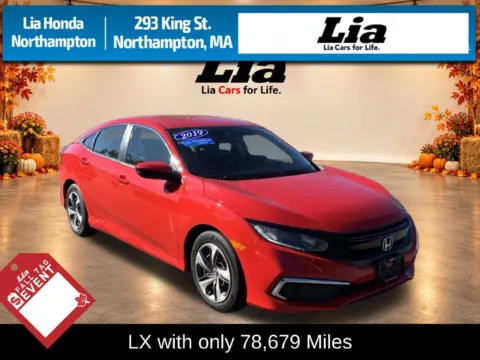 Red 2019 Honda Civic LX for sale in Northampton, MA