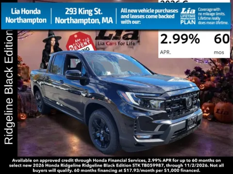 Black 2026 Honda Ridgeline Black Edition for sale in Northampton, MA