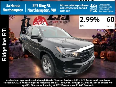 Black 2026 Honda Ridgeline RTL for sale in Northampton, MA